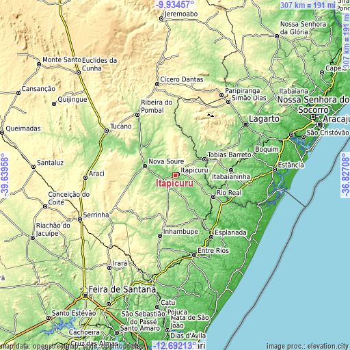 Topographic map of Itapicuru