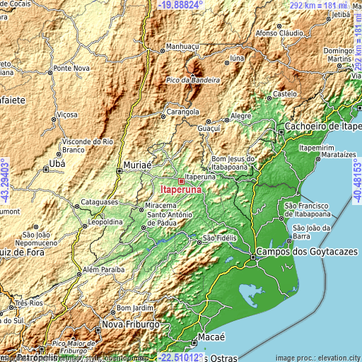 Topographic map of Itaperuna