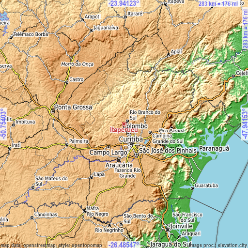 Topographic map of Itaperuçu