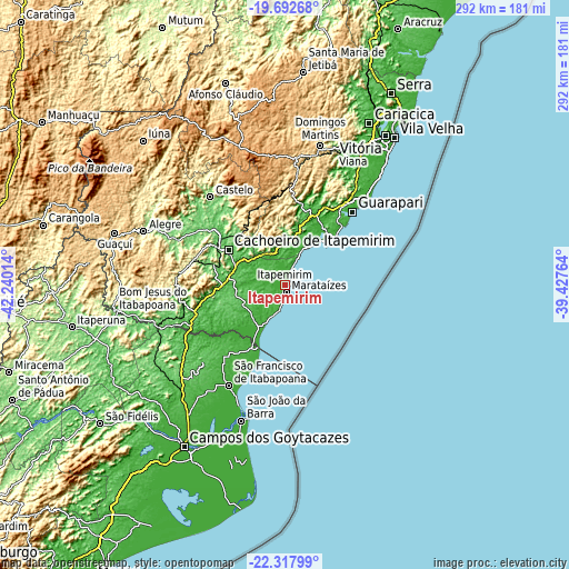 Topographic map of Itapemirim
