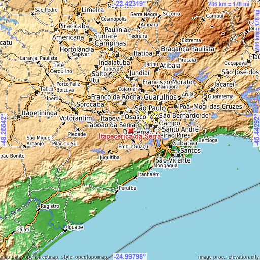 Topographic map of Itapecerica da Serra