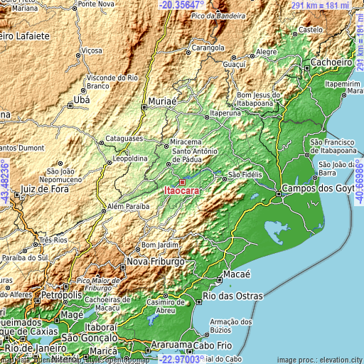 Topographic map of Itaocara
