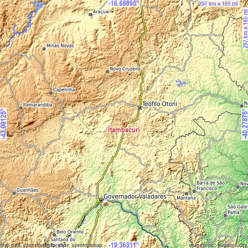 Topographic map of Itambacuri