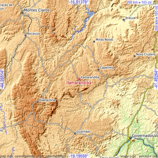 Topographic map of Itamarandiba