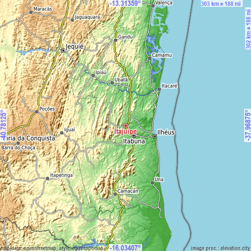 Topographic map of Itajuípe