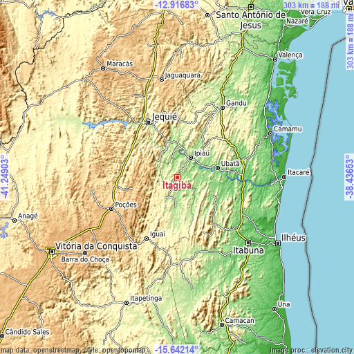 Topographic map of Itagibá