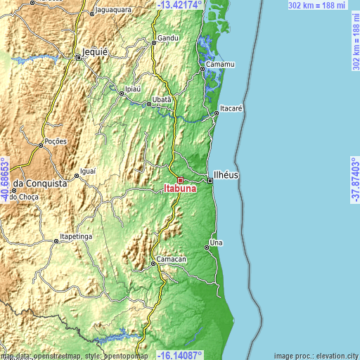 Topographic map of Itabuna