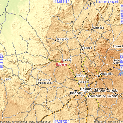 Topographic map of Itaberaí