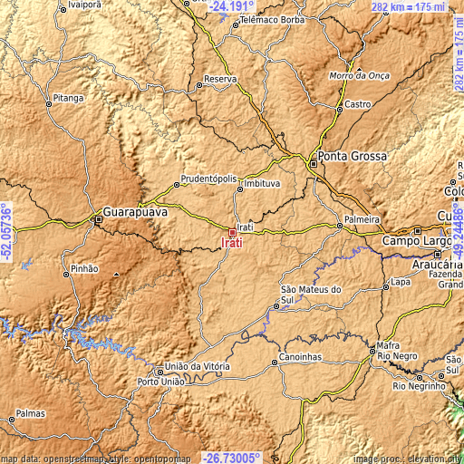 Topographic map of Irati