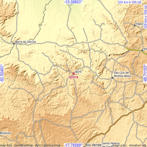 Topographic map of Iporá