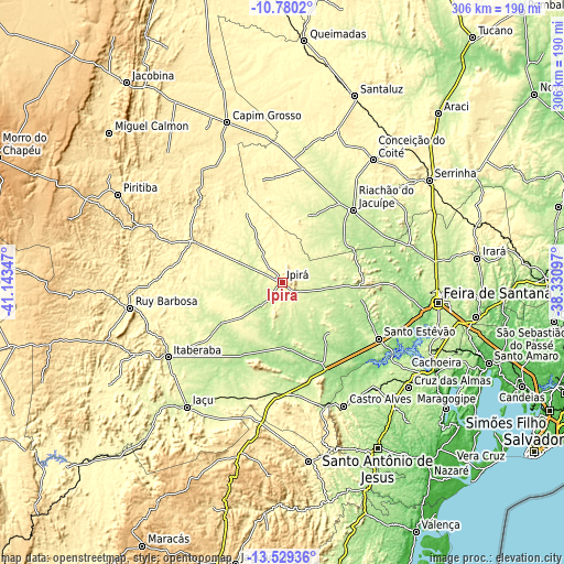 Topographic map of Ipirá