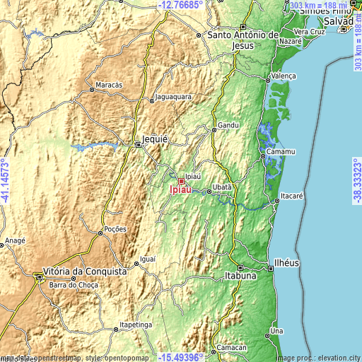 Topographic map of Ipiaú