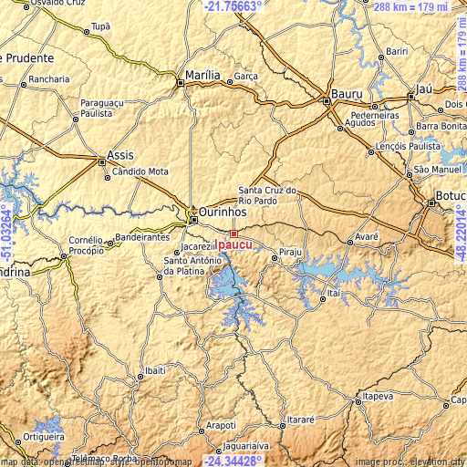 Topographic map of Ipauçu