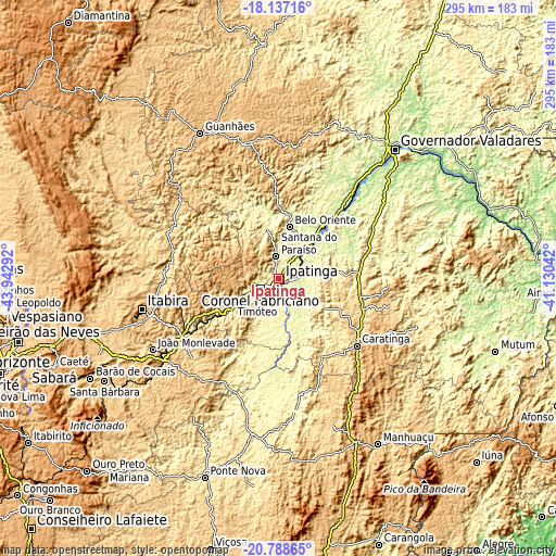 Topographic map of Ipatinga