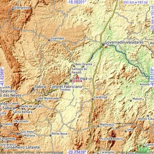 Topographic map of Ipaba