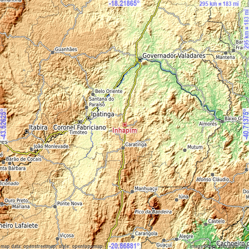 Topographic map of Inhapim