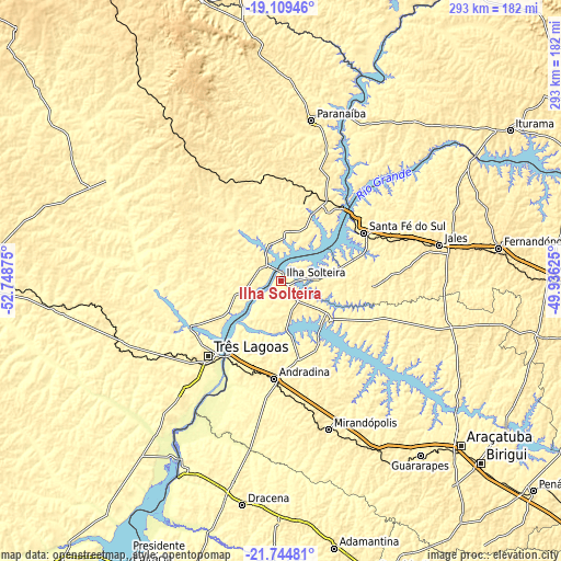 Topographic map of Ilha Solteira