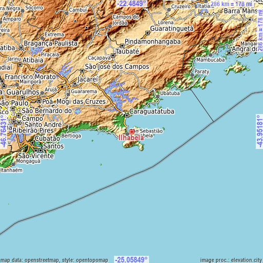 Topographic map of Ilhabela