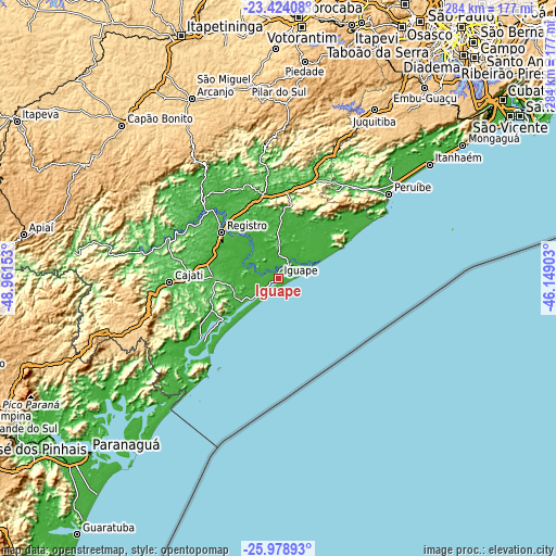 Topographic map of Iguape