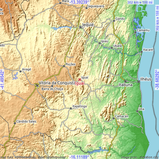 Topographic map of Iguaí