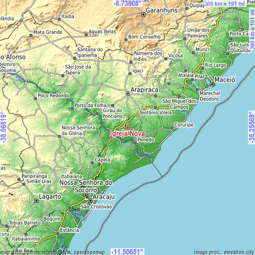 Topographic map of Igreja Nova