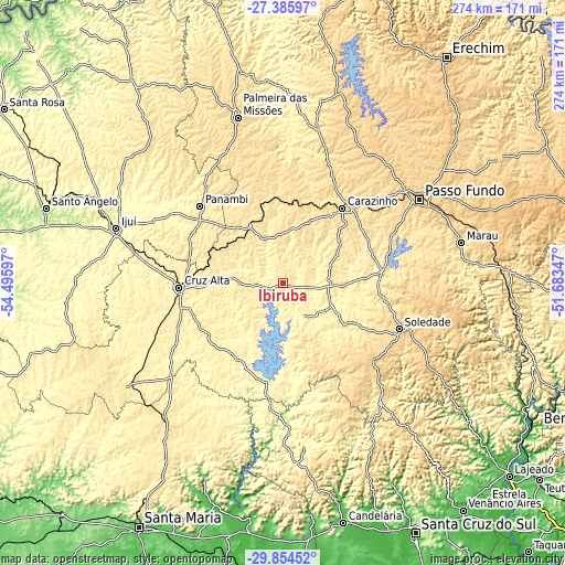 Topographic map of Ibirubá