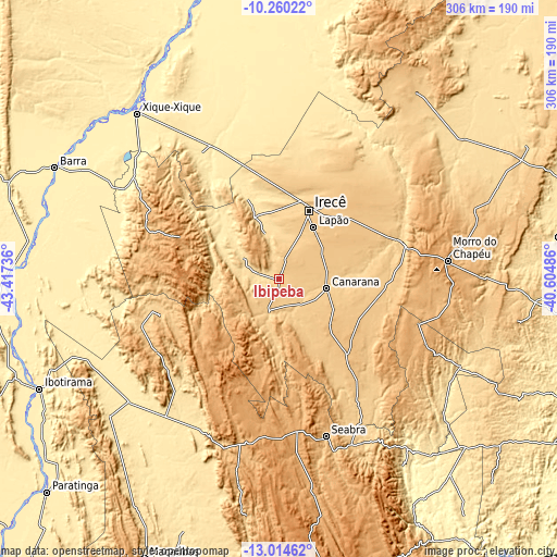 Topographic map of Ibipeba