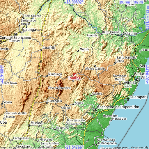 Topographic map of Ibatiba