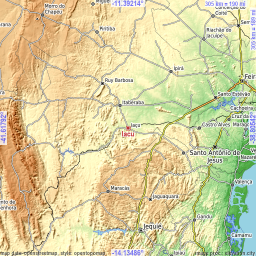 Topographic map of Iaçu