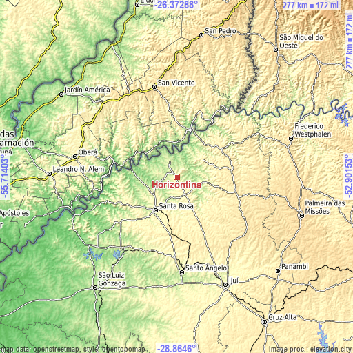 Topographic map of Horizontina
