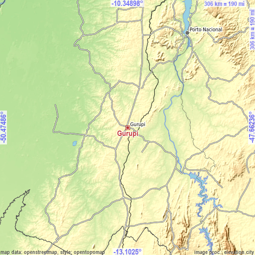 Topographic map of Gurupi