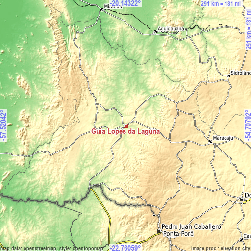Topographic map of Guia Lopes da Laguna