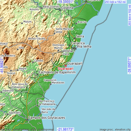 Topographic map of Guarapari