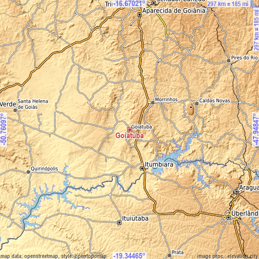 Topographic map of Goiatuba