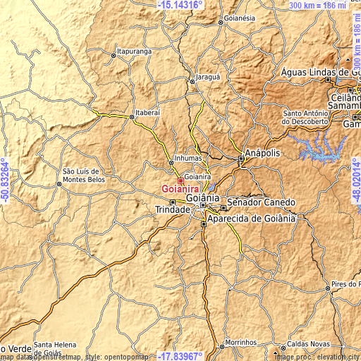 Topographic map of Goianira