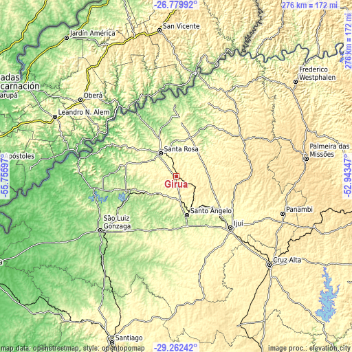 Topographic map of Giruá