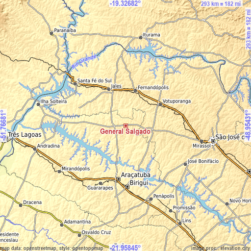 Topographic map of General Salgado