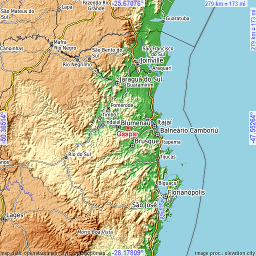 Topographic map of Gaspar