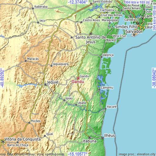 Topographic map of Gandu