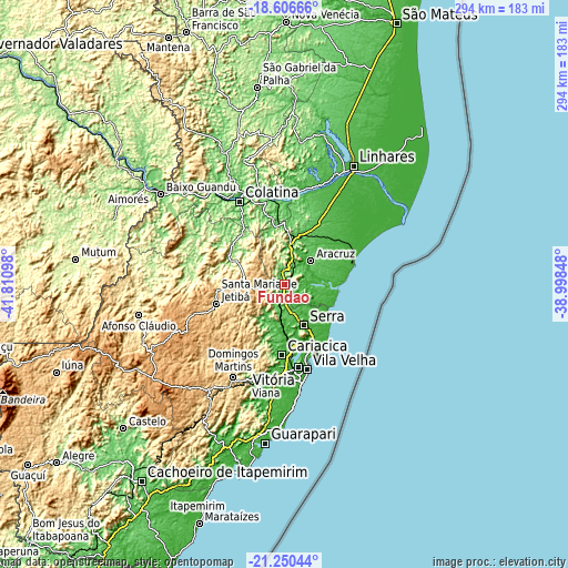 Topographic map of Fundão
