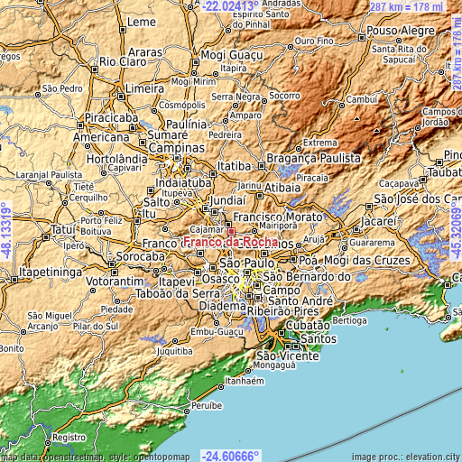 Topographic map of Franco da Rocha