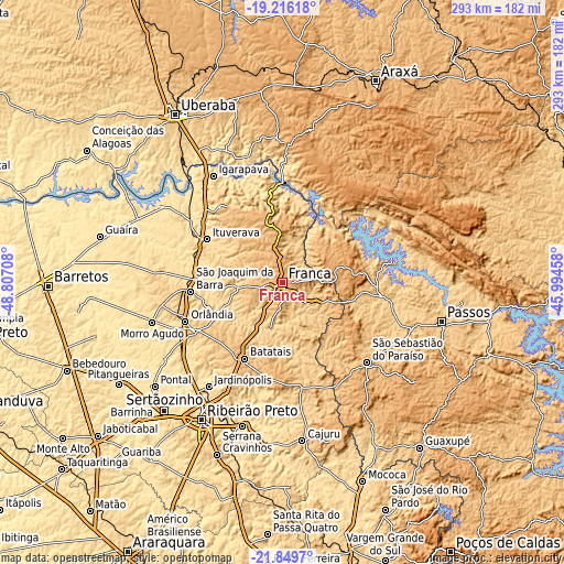Topographic map of Franca