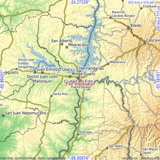 Topographic map of Foz do Iguaçu