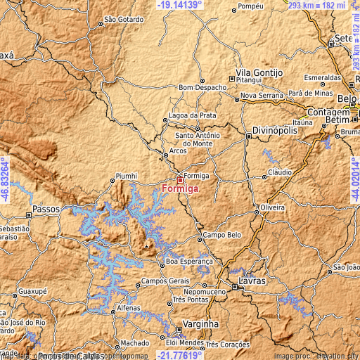 Topographic map of Formiga