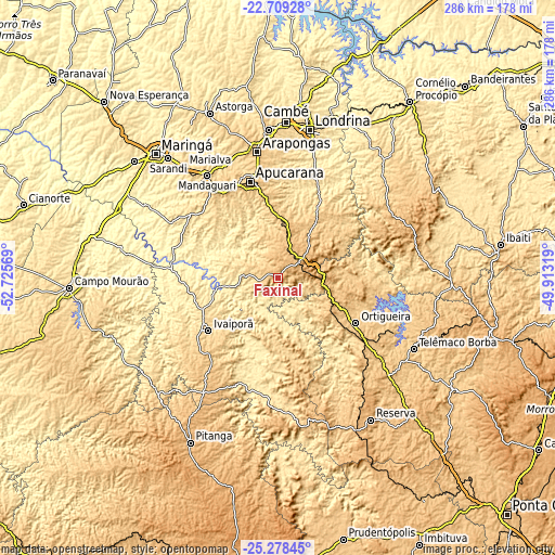 Topographic map of Faxinal