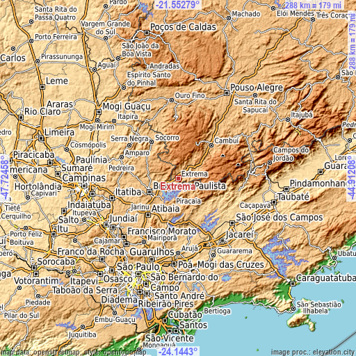 Topographic map of Extrema