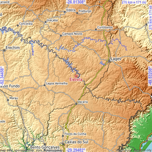 Topographic map of Estrela