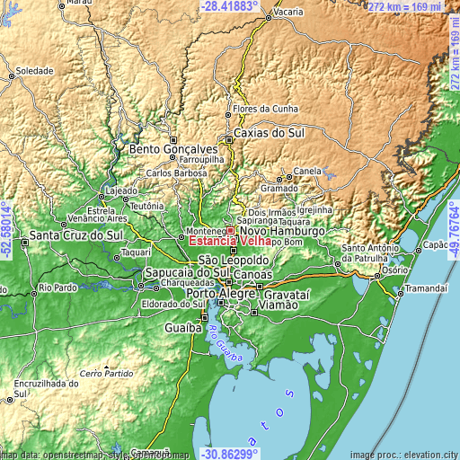Topographic map of Estância Velha