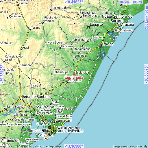 Topographic map of Esplanada