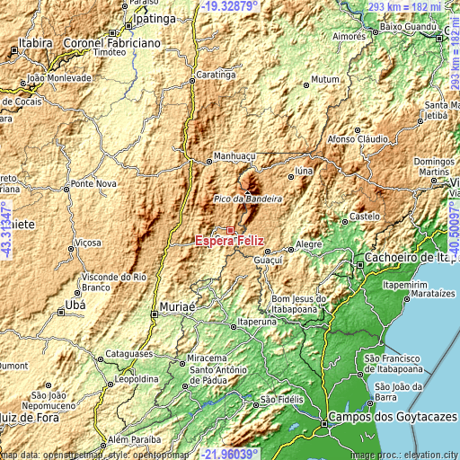 Topographic map of Espera Feliz